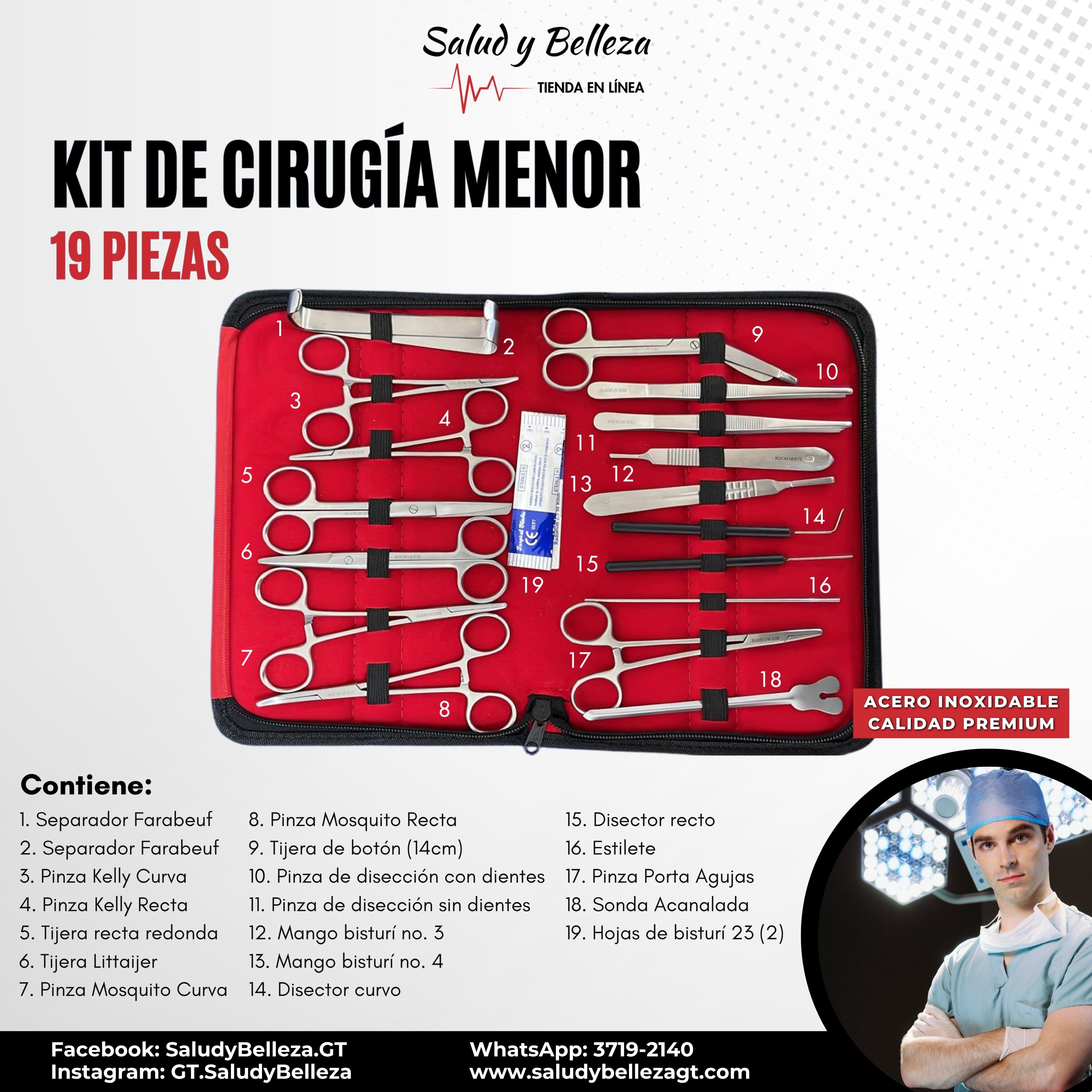 Kit de cirugía menor 19 piezas