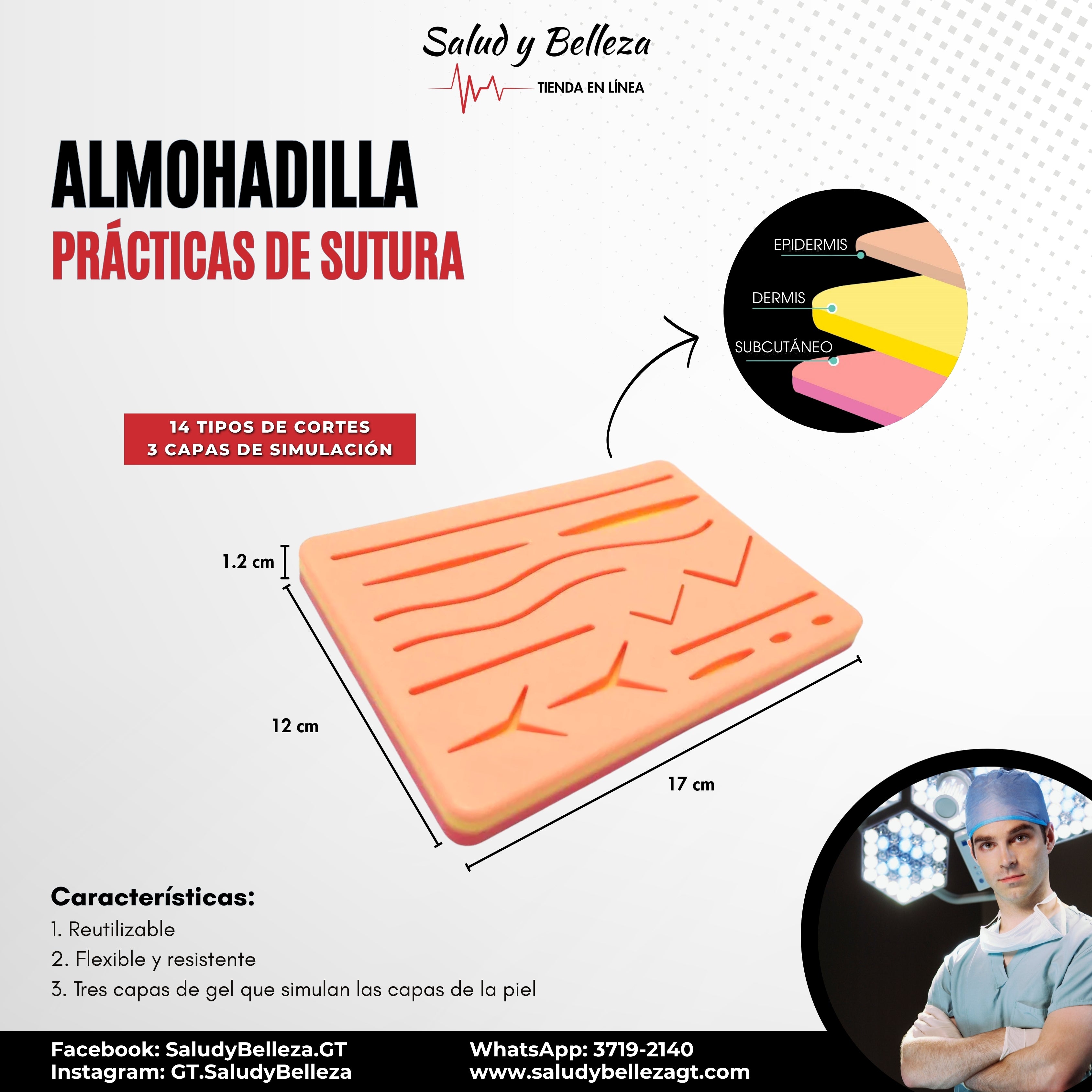 Almohadilla para prácticas de sutura