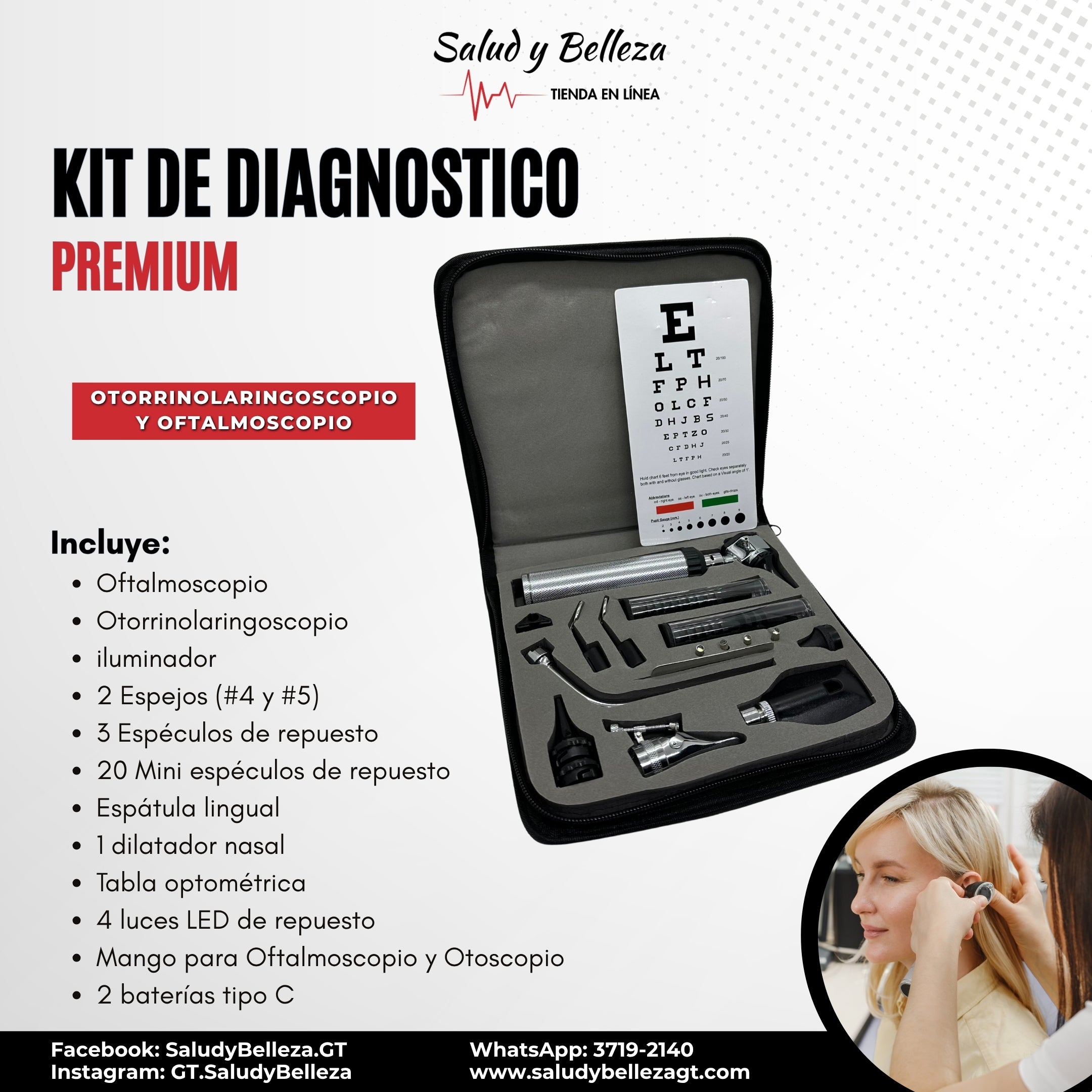 Kit Otorrinolaringoscopio y Oftalmoscopio